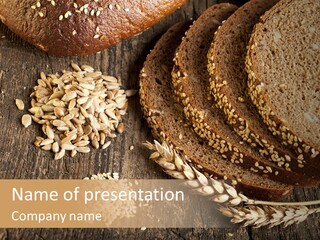 A Bunch Of Bread On A Wooden Table PowerPoint Template