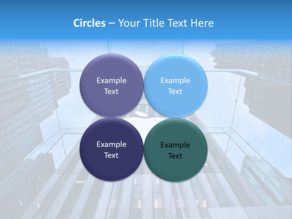 An Apple Logo Is Reflected In A Glass Building PowerPoint Template