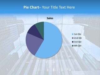 An Apple Logo Is Reflected In A Glass Building PowerPoint Template