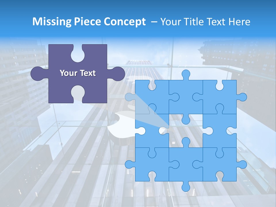 An Apple Logo Is Reflected In A Glass Building PowerPoint Template