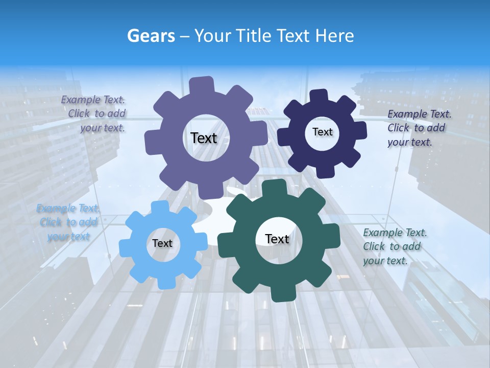 An Apple Logo Is Reflected In A Glass Building PowerPoint Template