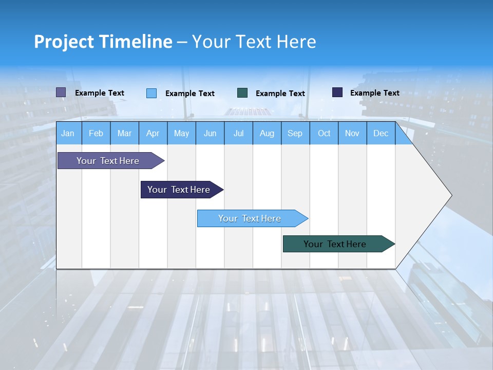 An Apple Logo Is Reflected In A Glass Building PowerPoint Template