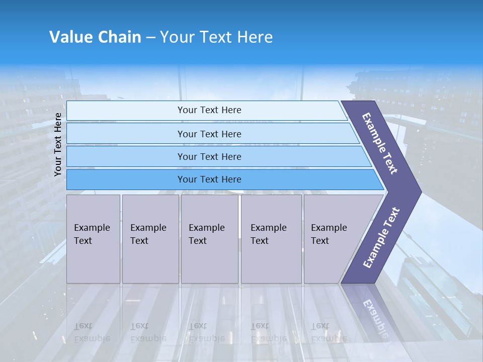An Apple Logo Is Reflected In A Glass Building PowerPoint Template
