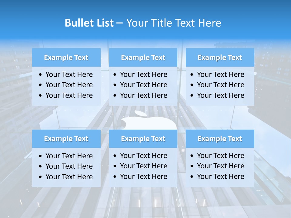 An Apple Logo Is Reflected In A Glass Building PowerPoint Template