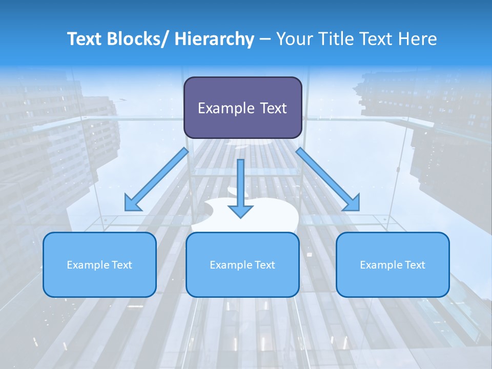 An Apple Logo Is Reflected In A Glass Building PowerPoint Template
