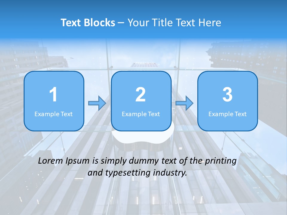 An Apple Logo Is Reflected In A Glass Building PowerPoint Template
