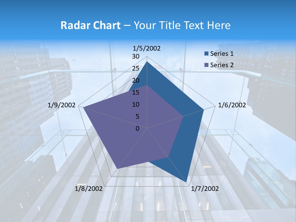 An Apple Logo Is Reflected In A Glass Building PowerPoint Template