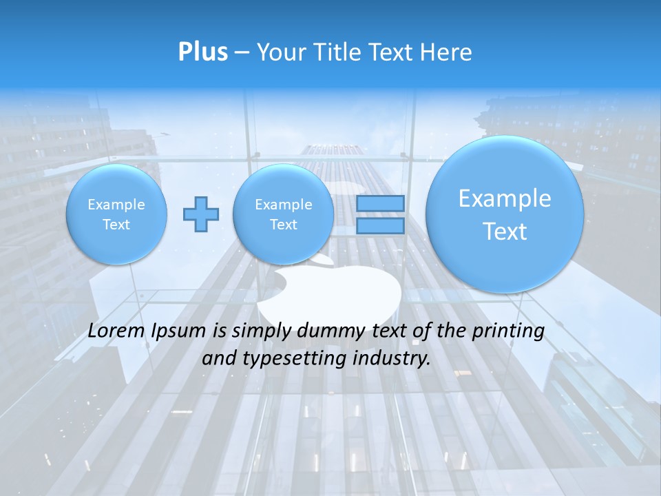 An Apple Logo Is Reflected In A Glass Building PowerPoint Template