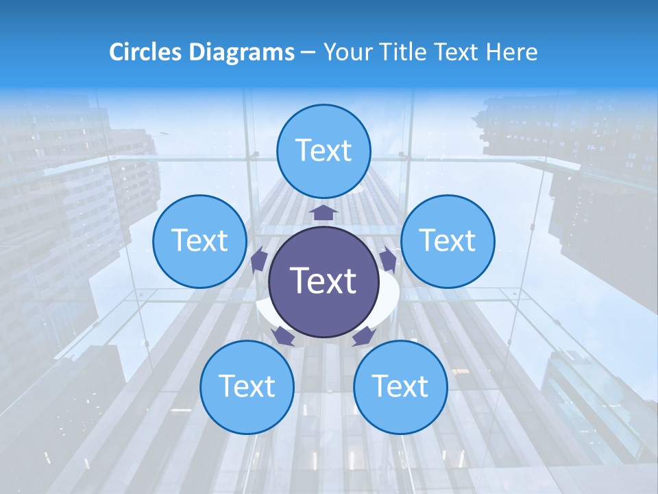 An Apple Logo Is Reflected In A Glass Building PowerPoint Template