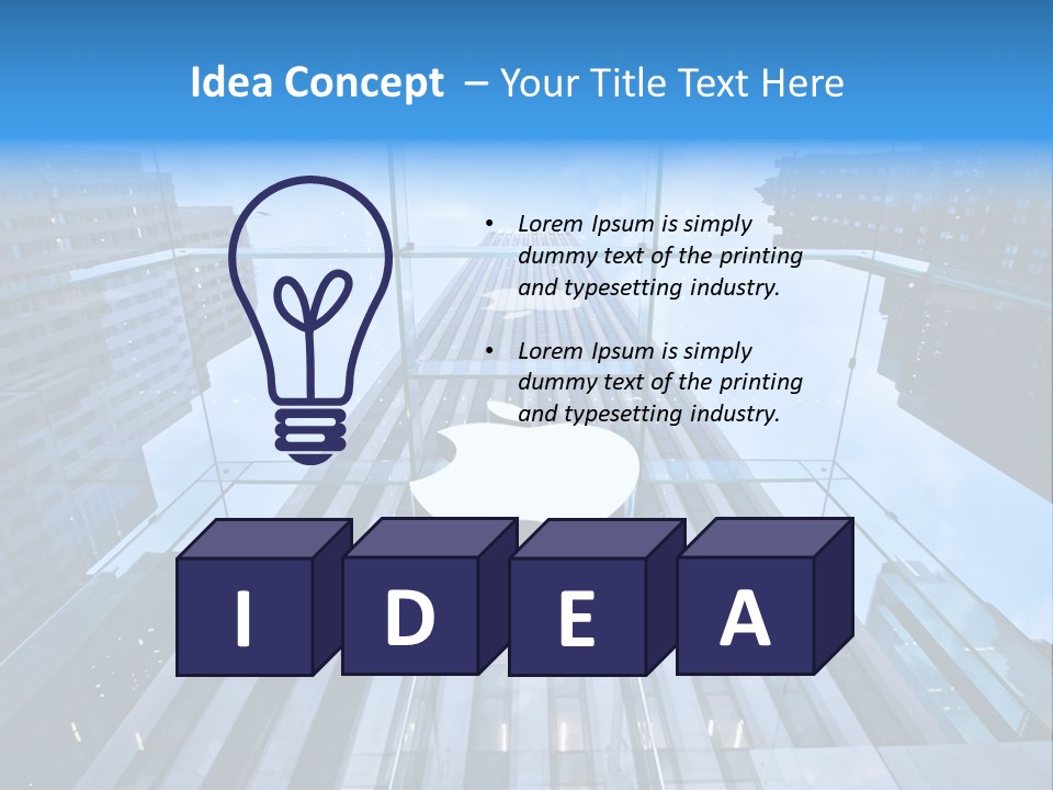 An Apple Logo Is Reflected In A Glass Building PowerPoint Template