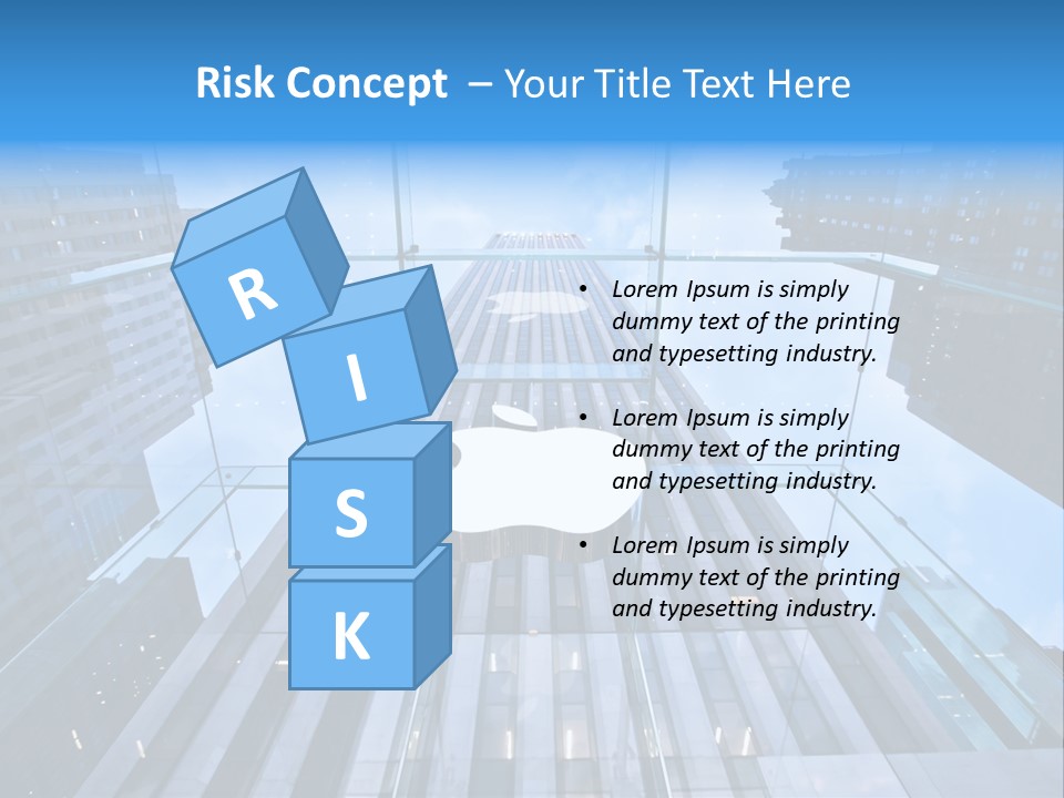 An Apple Logo Is Reflected In A Glass Building PowerPoint Template