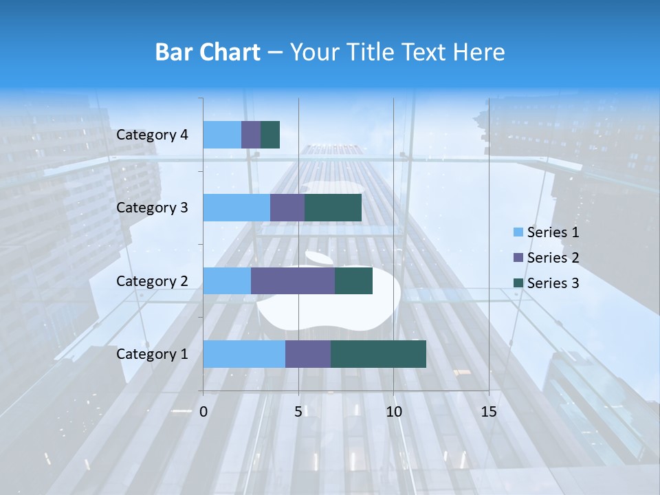 An Apple Logo Is Reflected In A Glass Building PowerPoint Template