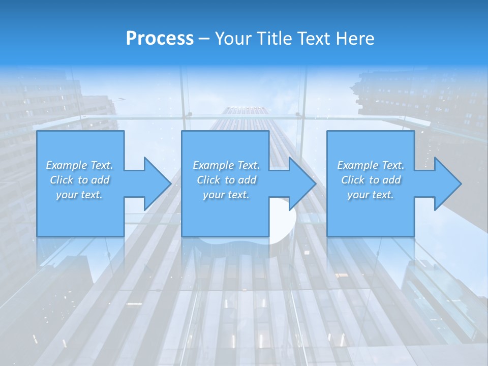 An Apple Logo Is Reflected In A Glass Building PowerPoint Template