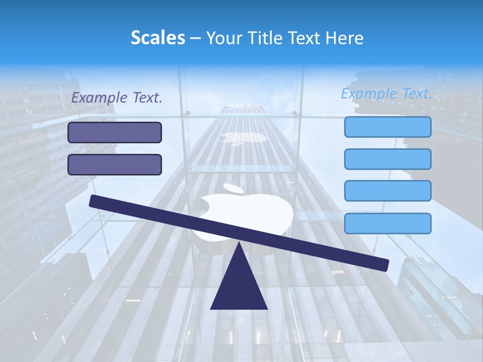 An Apple Logo Is Reflected In A Glass Building PowerPoint Template