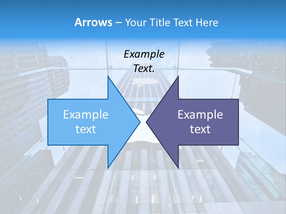 An Apple Logo Is Reflected In A Glass Building PowerPoint Template