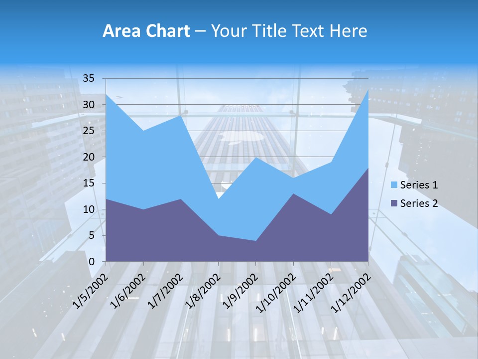 An Apple Logo Is Reflected In A Glass Building PowerPoint Template