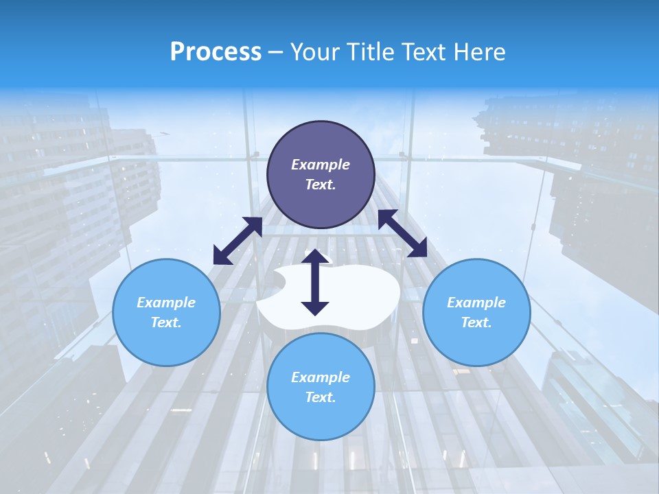 An Apple Logo Is Reflected In A Glass Building PowerPoint Template