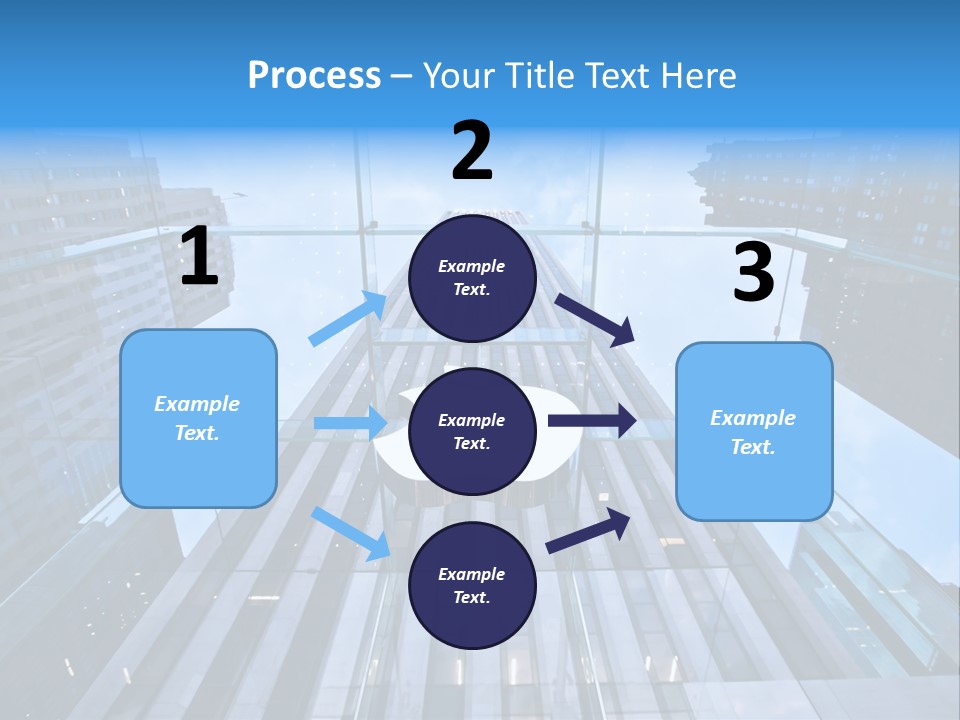 An Apple Logo Is Reflected In A Glass Building PowerPoint Template