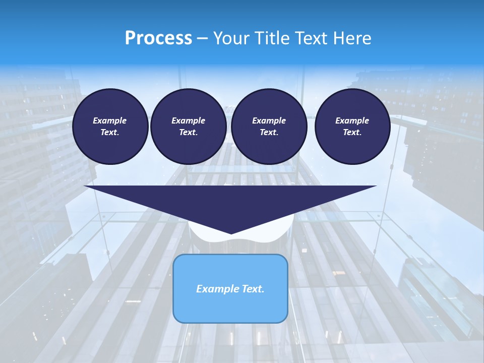 An Apple Logo Is Reflected In A Glass Building PowerPoint Template