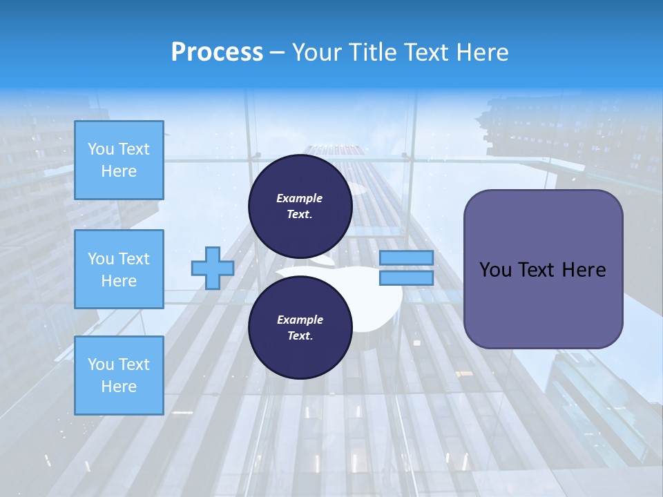 An Apple Logo Is Reflected In A Glass Building PowerPoint Template