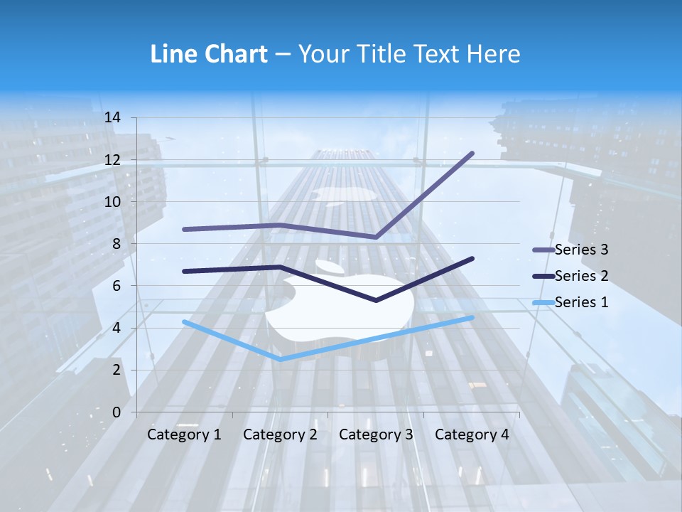 An Apple Logo Is Reflected In A Glass Building PowerPoint Template