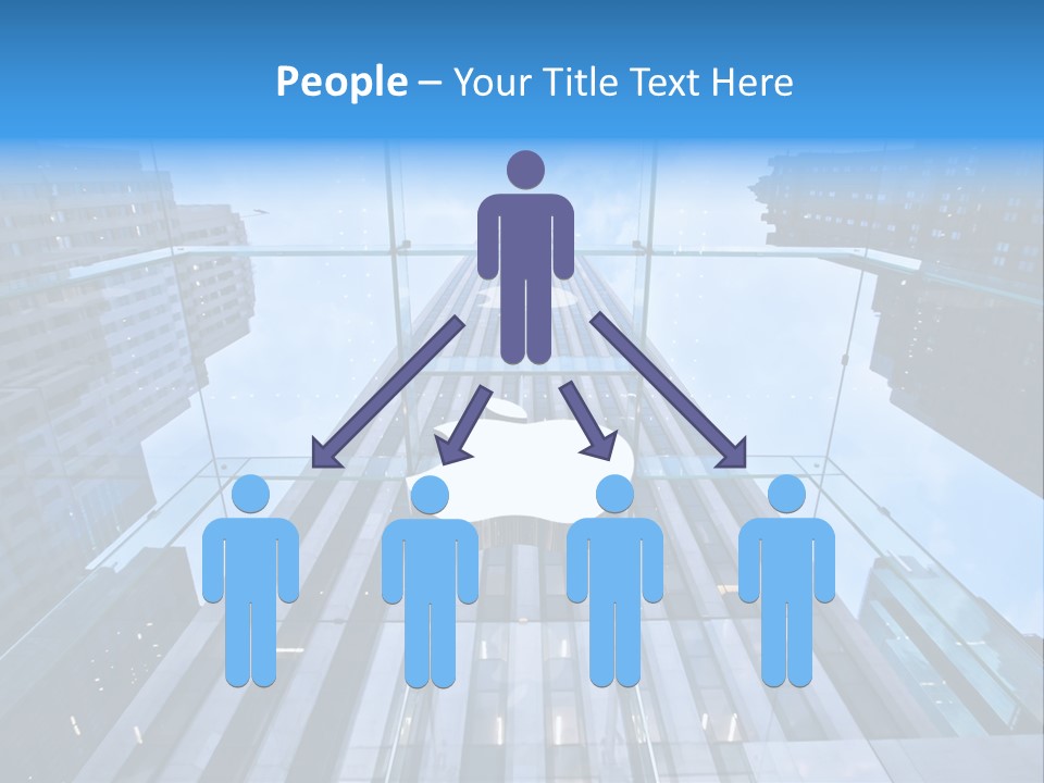 An Apple Logo Is Reflected In A Glass Building PowerPoint Template