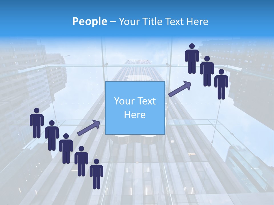 An Apple Logo Is Reflected In A Glass Building PowerPoint Template