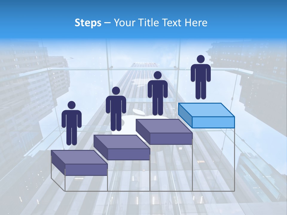 An Apple Logo Is Reflected In A Glass Building PowerPoint Template