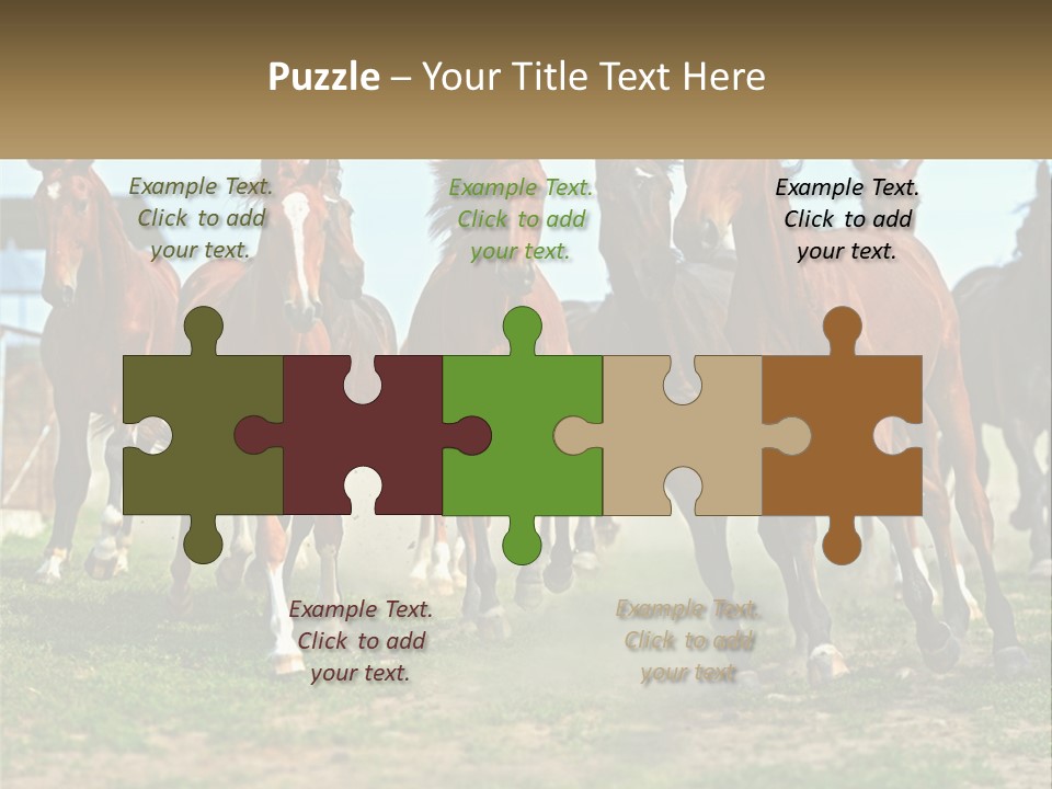 A Group Of Horses Running In A Field PowerPoint Template