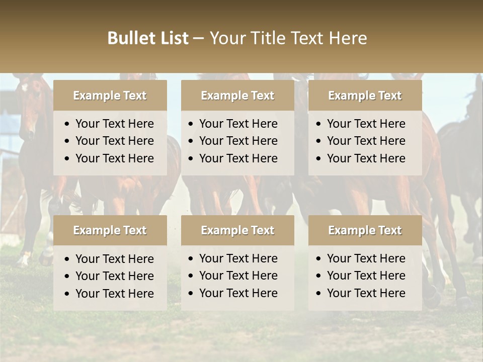 A Group Of Horses Running In A Field PowerPoint Template