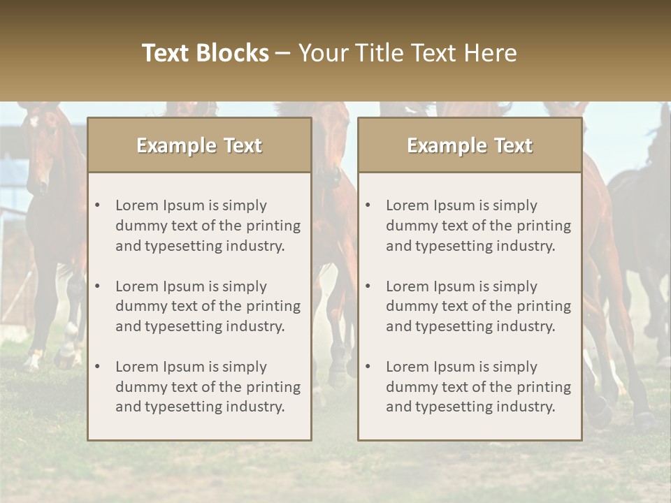 A Group Of Horses Running In A Field PowerPoint Template