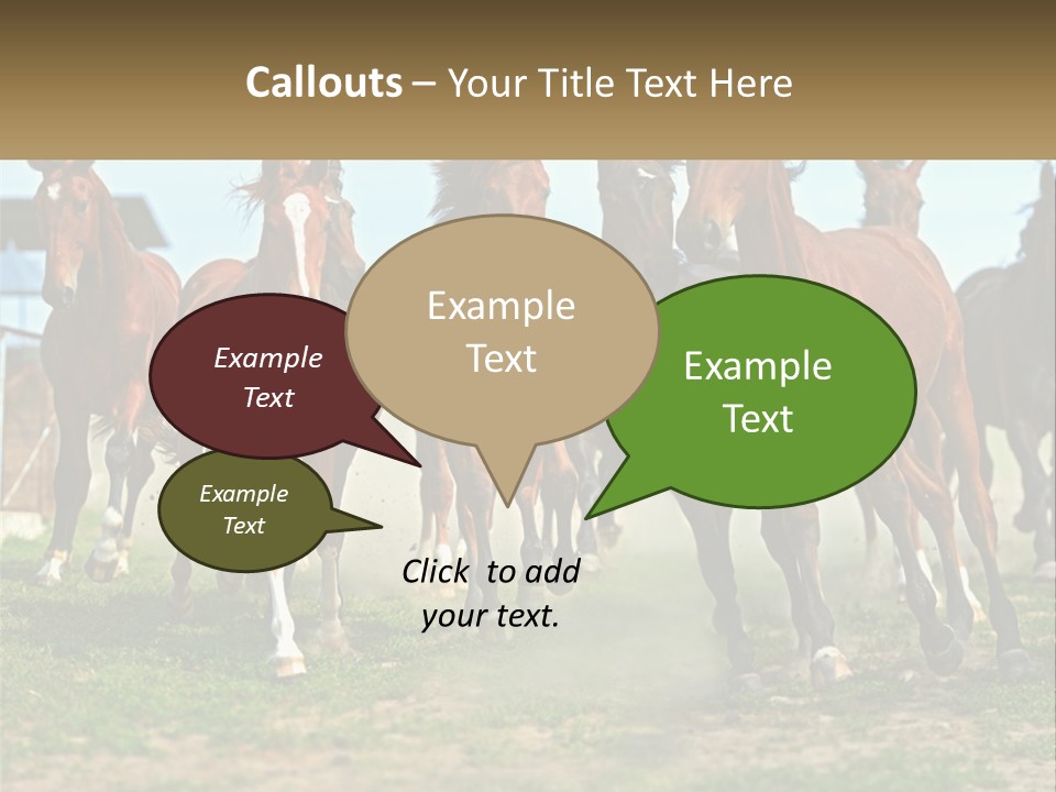 A Group Of Horses Running In A Field PowerPoint Template