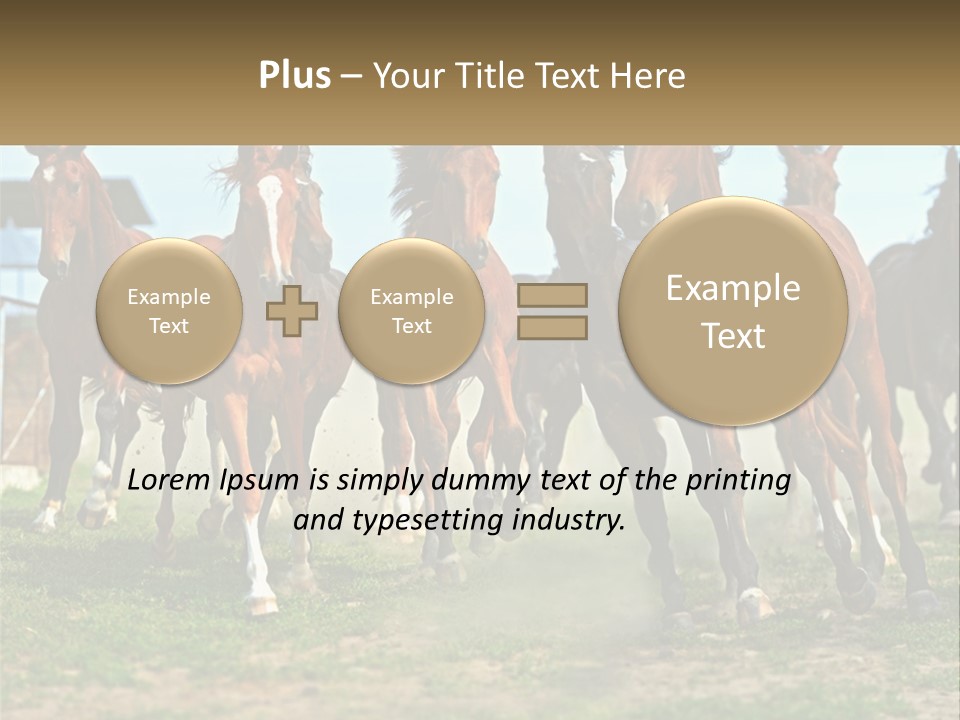 A Group Of Horses Running In A Field PowerPoint Template