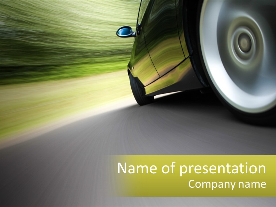 A Car Driving Down A Road With A Blurry Background PowerPoint Template