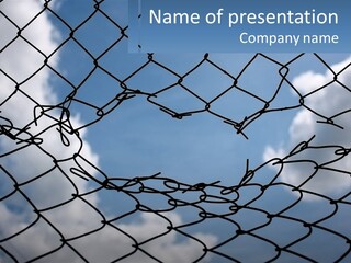 A Chain Link Fence With The Sky In The Background PowerPoint Template