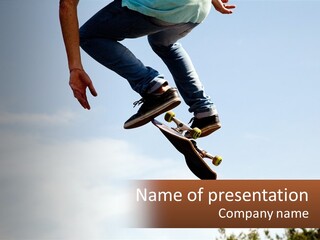 A Person Jumping A Skate Board In The Air PowerPoint Template