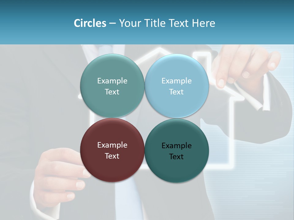 A Man In A Suit And Tie Is Pointing To A House PowerPoint Template