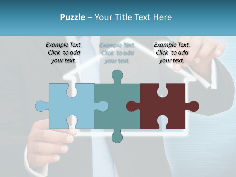 A Man In A Suit And Tie Is Pointing To A House PowerPoint Template