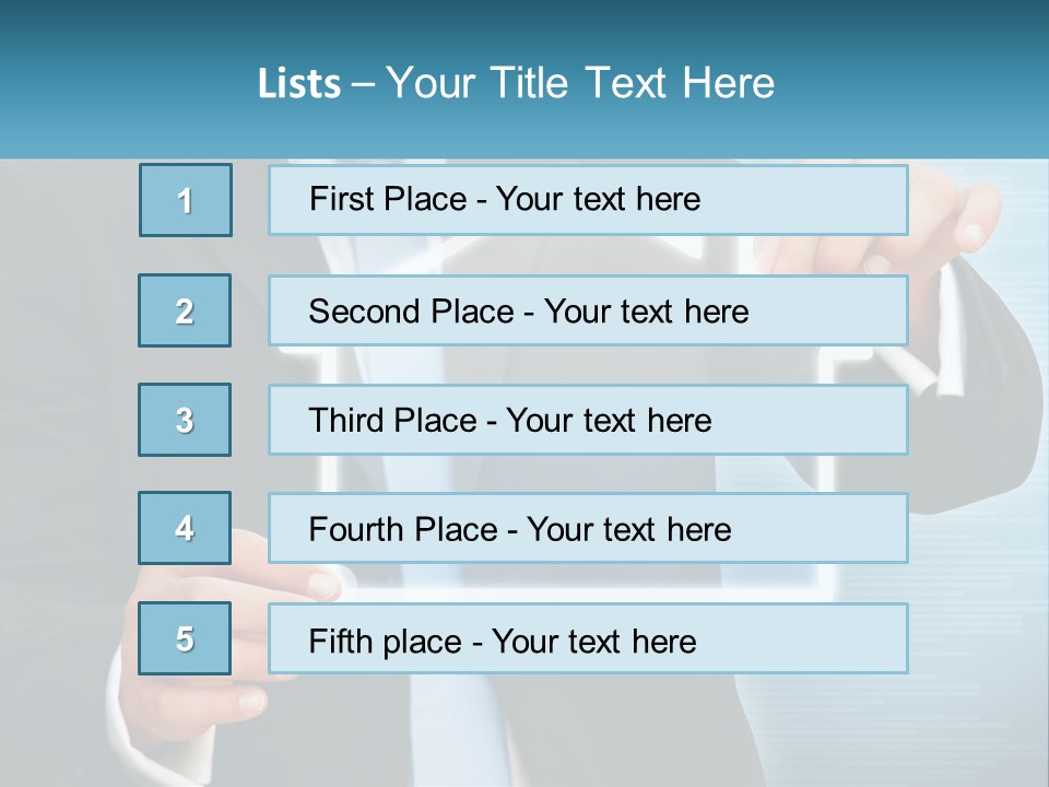 A Man In A Suit And Tie Is Pointing To A House PowerPoint Template