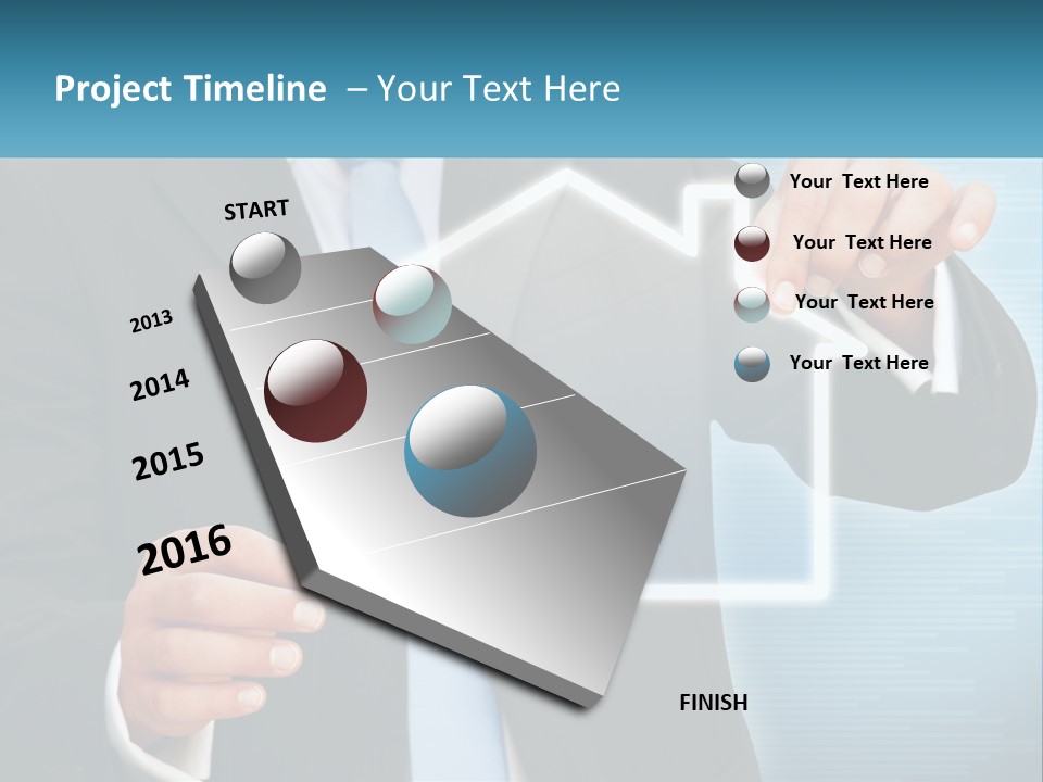 A Man In A Suit And Tie Is Pointing To A House PowerPoint Template