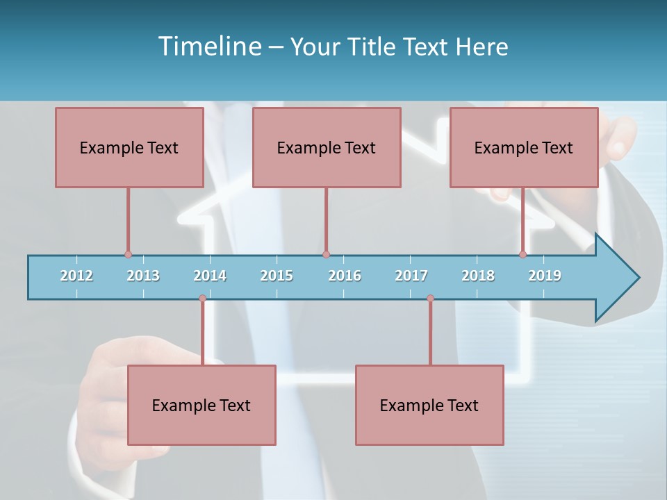 A Man In A Suit And Tie Is Pointing To A House PowerPoint Template