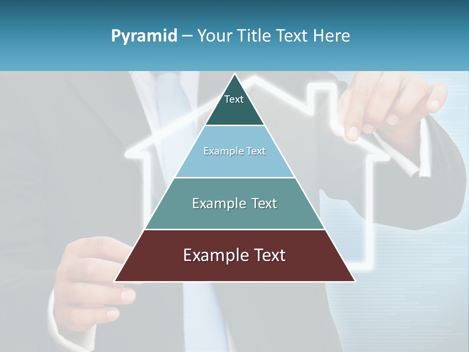 A Man In A Suit And Tie Is Pointing To A House PowerPoint Template