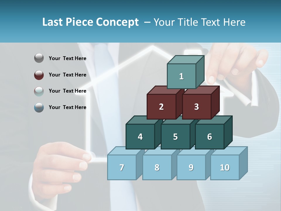 A Man In A Suit And Tie Is Pointing To A House PowerPoint Template