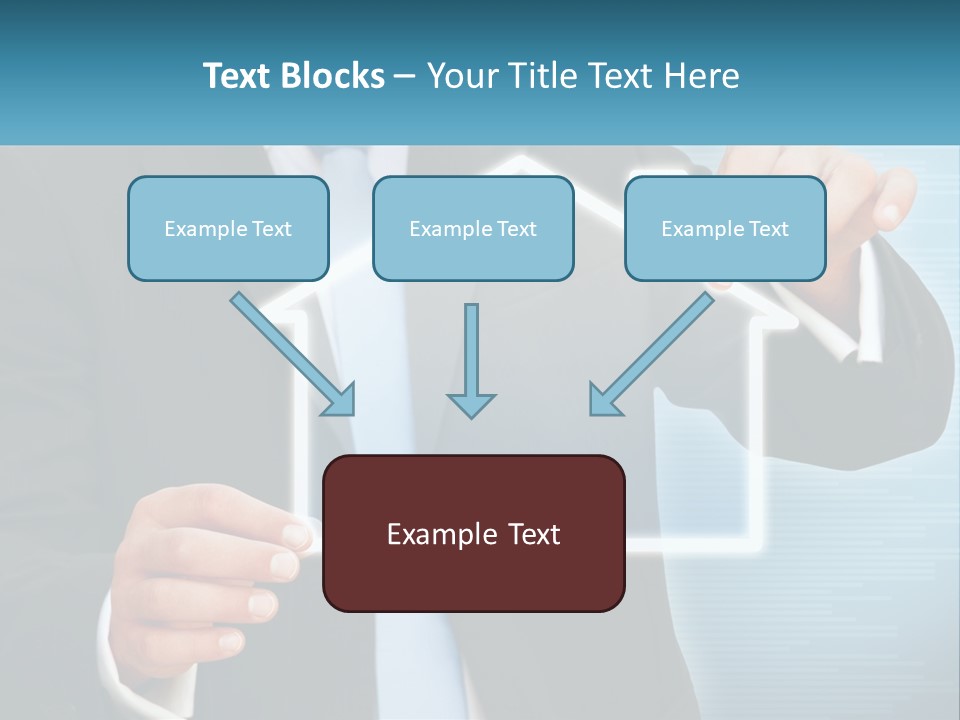 A Man In A Suit And Tie Is Pointing To A House PowerPoint Template
