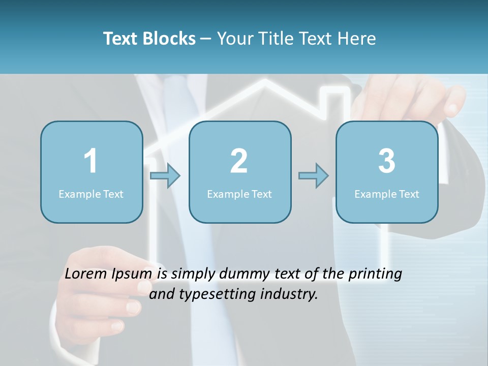 A Man In A Suit And Tie Is Pointing To A House PowerPoint Template