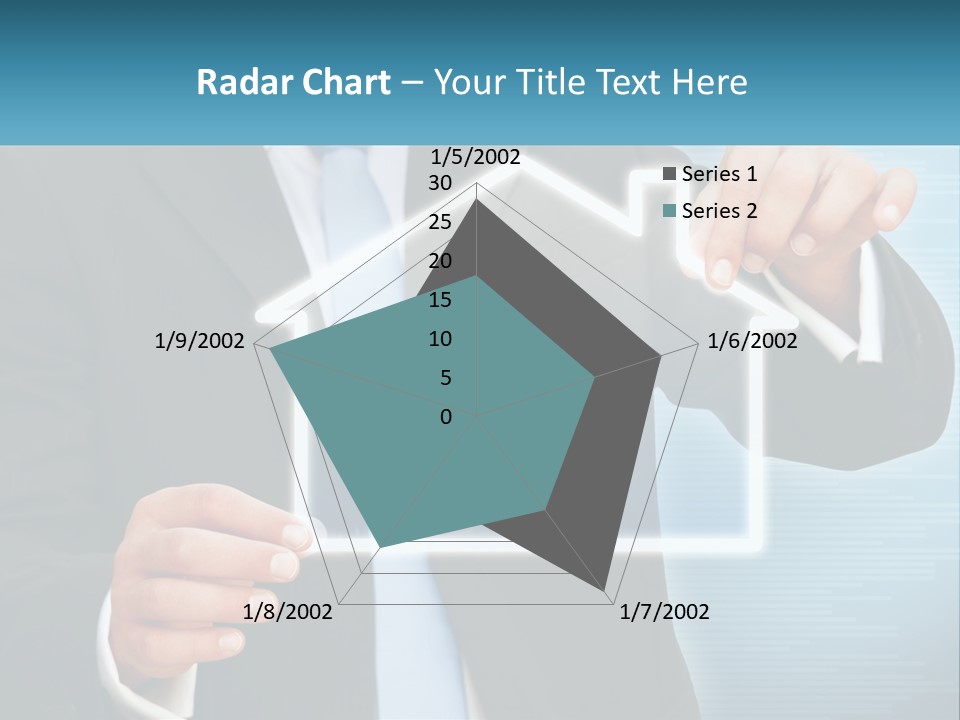 A Man In A Suit And Tie Is Pointing To A House PowerPoint Template