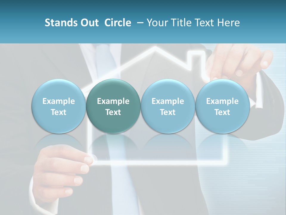 A Man In A Suit And Tie Is Pointing To A House PowerPoint Template