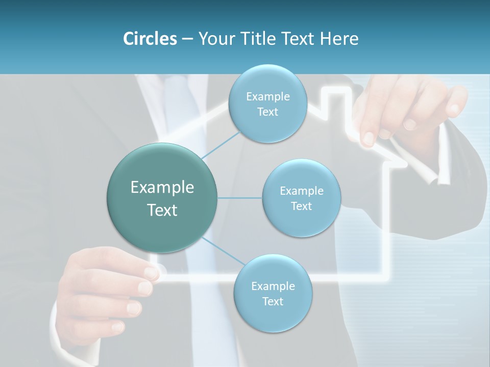 A Man In A Suit And Tie Is Pointing To A House PowerPoint Template