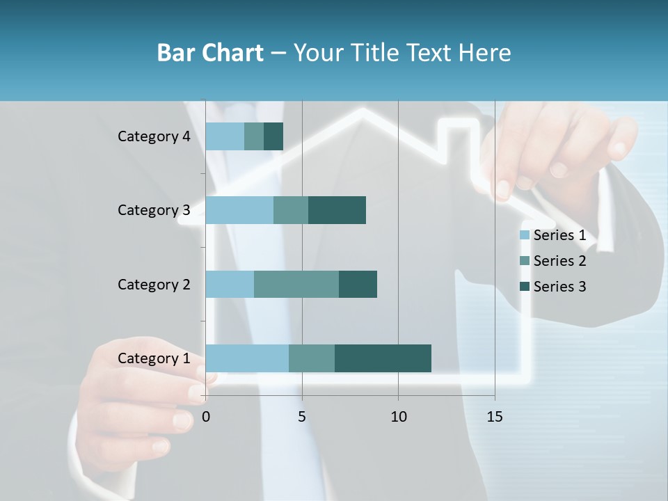 A Man In A Suit And Tie Is Pointing To A House PowerPoint Template