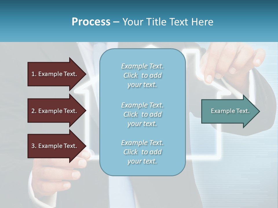 A Man In A Suit And Tie Is Pointing To A House PowerPoint Template